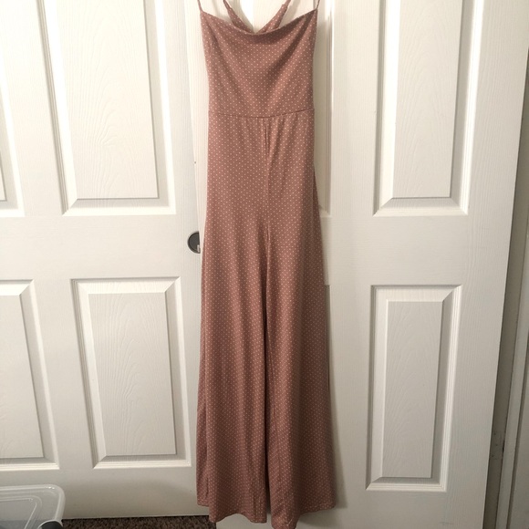 💙Nic & Jo dusty rose w/white polka dots jumpsuit size m - Picture 1 of 7